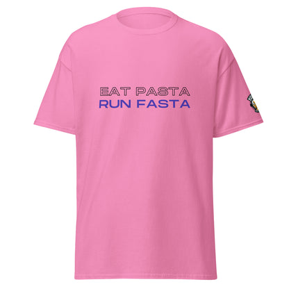 Azalea Eat Pasta, Run Fasta running graphic T-shirt, front view