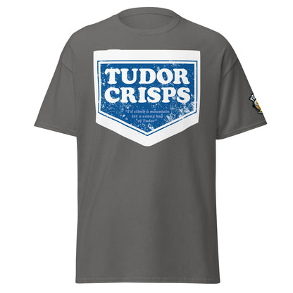 Charcoal Tudor Crisps retro nostalgia T-shirt, front view