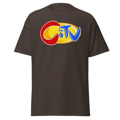 Dark chocolate CITV retro TV nostalgia T-shirt, front view