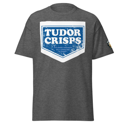 Dark heather Tudor Crisps retro nostalgia T-shirt, front view