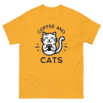 Gold Coffee & Cats T-Shirt, front view