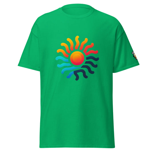 Irish Green Sun Art Graphic T-Shirt, front view
