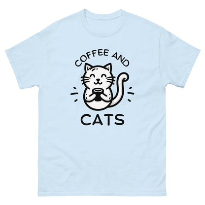 Light Blue Coffee & Cats T-Shirt, front view