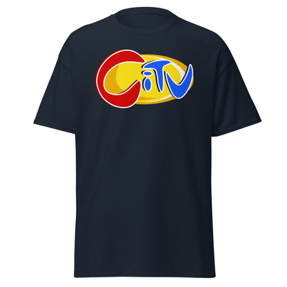 Navy CITV retro TV nostalgia T-shirt, front view