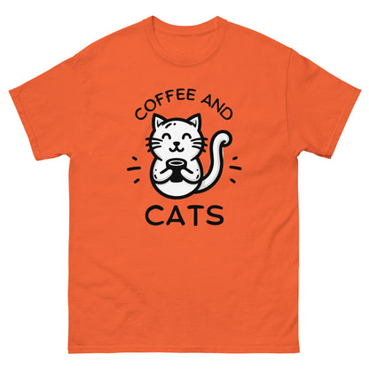 Orange Coffee & Cats T-Shirt, front view