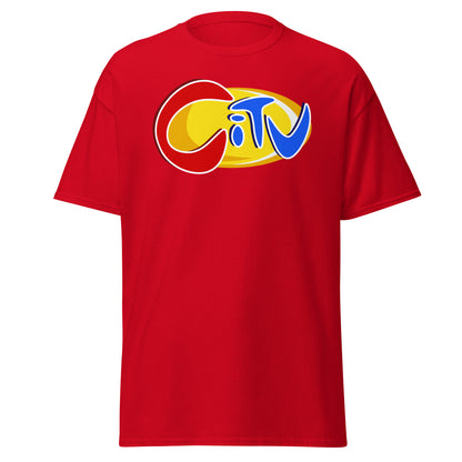 Red CITV retro TV nostalgia T-shirt, front view