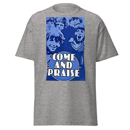 Sport grey Come and Praise retro school nostalgia T-shirt, front view