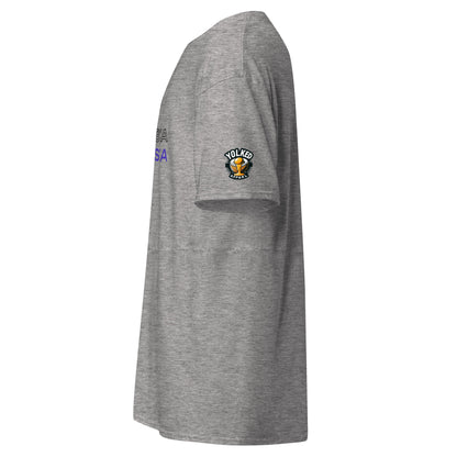 Sport grey Eat Pasta, Run Fasta running graphic T-shirt, left sleeve view