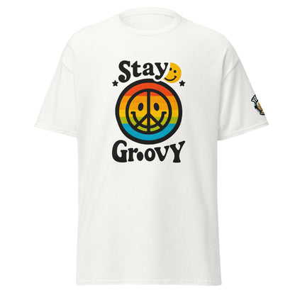 White 70s - Stay Groovy T-Shirt, front view