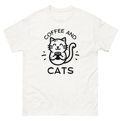 White Coffee & Cats T-Shirt, front view