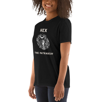 Black Hex the Patriarchy T-shirt, left front view