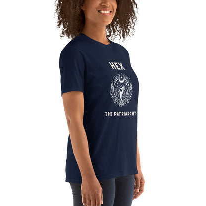 Navy Hex the Patriarchy T-shirt, right front view