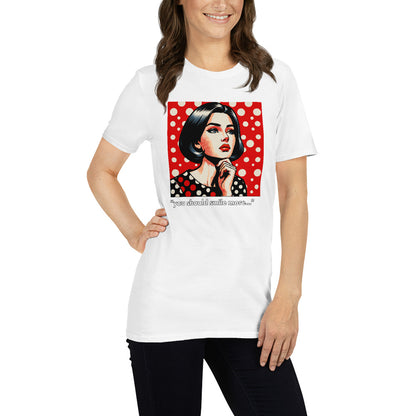 White You Should Smile More Feminist T-Shirt, right front view