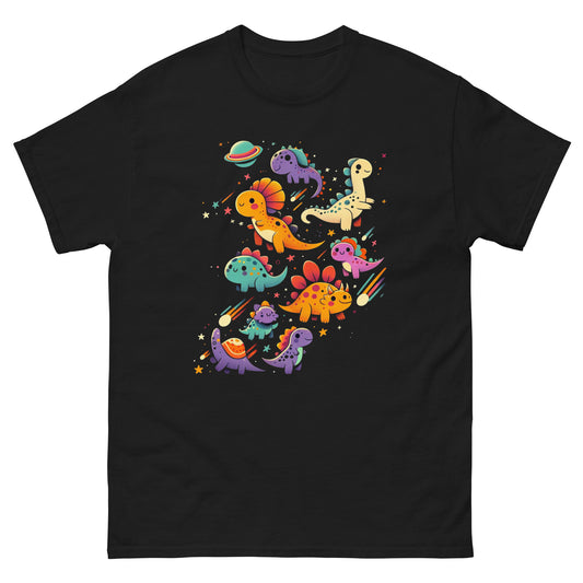 Black Cosmic Dinos T-Shirt, front view