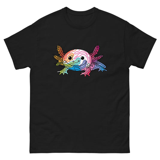 Black Scribbles - Axolotl T-shirt, front view