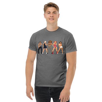 Graphite Heather YOU KNOW WHO #002 faceless five graphic T-shirt, worn front mock-up