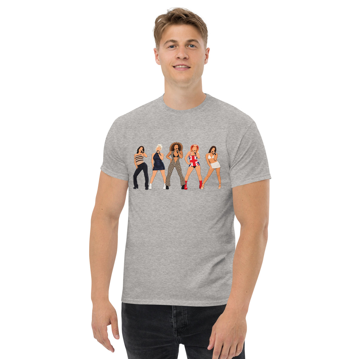 Sport Grey YOU KNOW WHO #002 faceless five graphic T-shirt, worn front mock-up