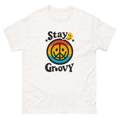 White 70s - Stay Groovy T-Shirt, front view